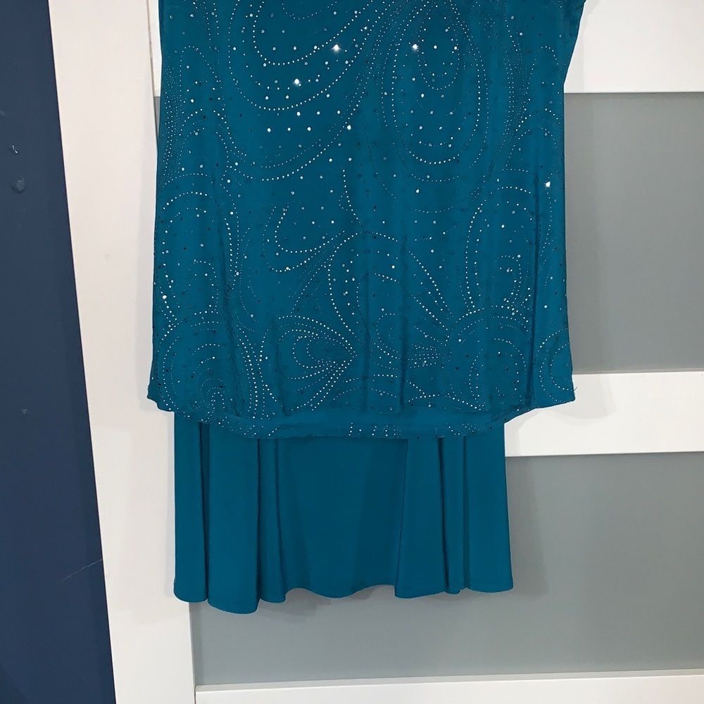 Antthony Teal Embellished Skirt Set - Picture 3 of 5